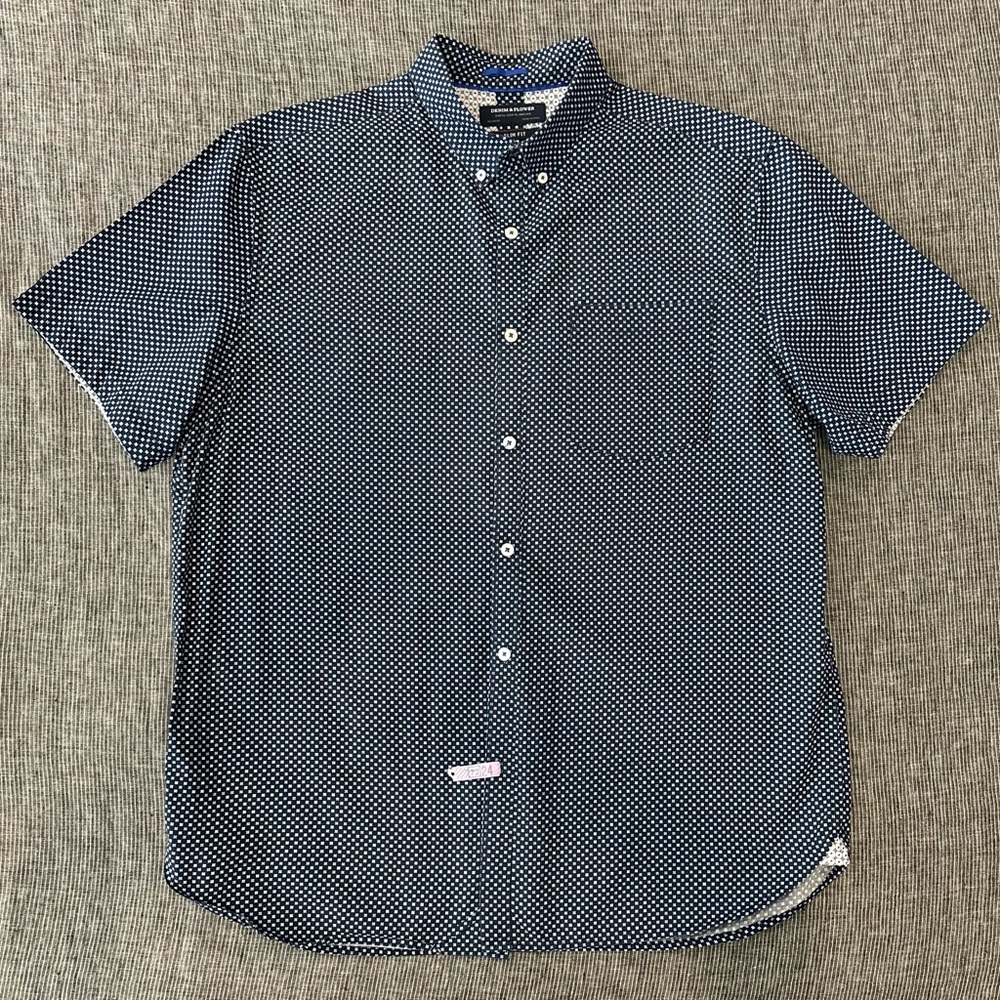 DENIM & FLOWER Slim Fit Men's Navy Blue Floral Button-Down Shirt XL SLIM FIT